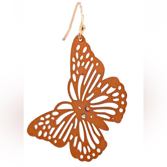 NWT! Rhinestone Metal Lightweight Butterfly Fish Hook Earrings - Picture 5 of 6